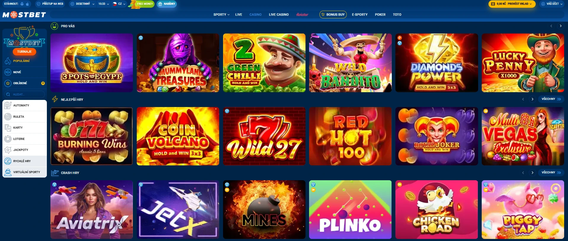 Hry a sázky dostupné v Mostbet online casino Hry a sázky dostupné v Mostbet casino